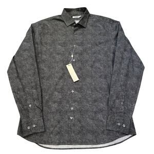 J.Lindeberg Gray Black Long Sleeve Shirt Stretch Large Micro Abstract Dot Print